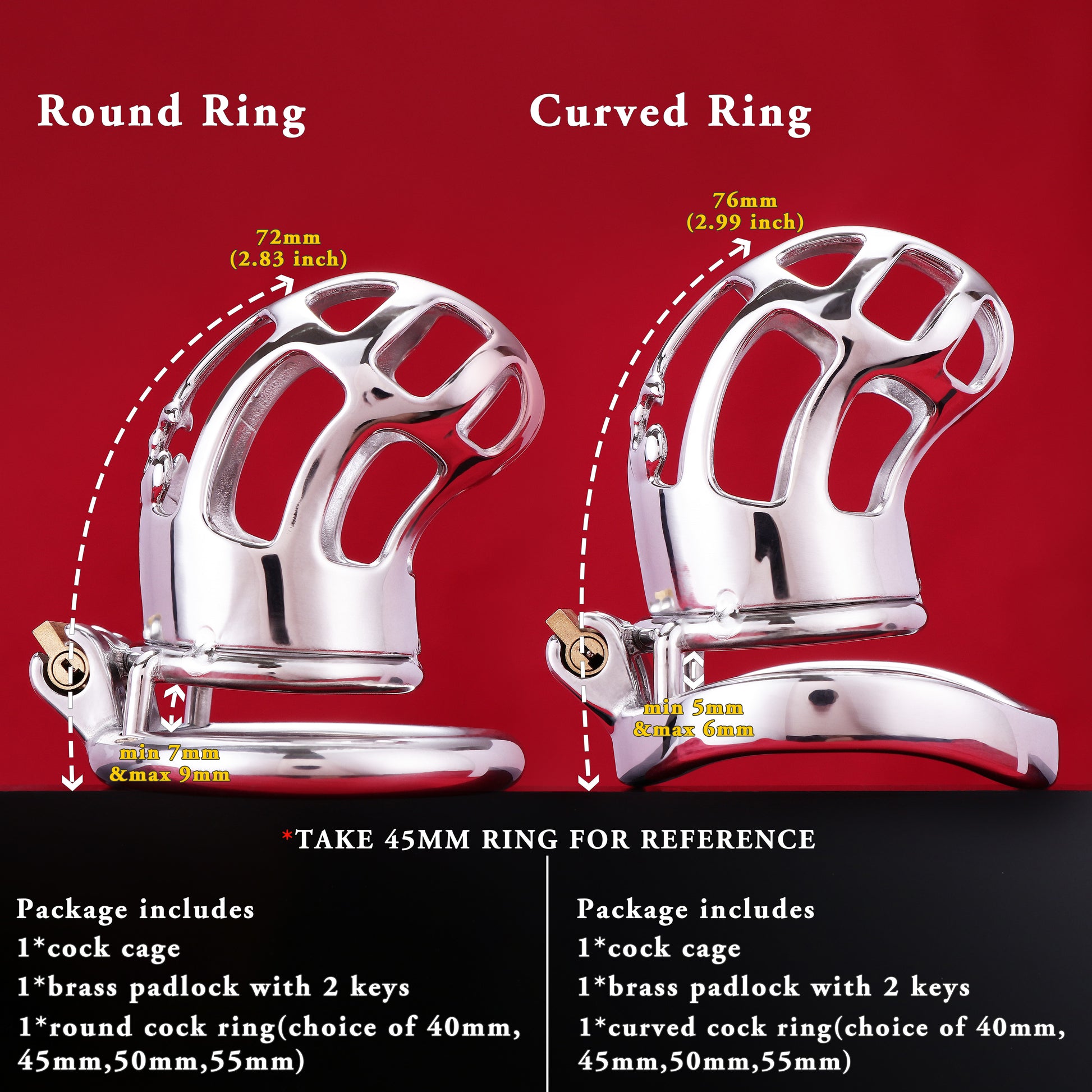 Stainless Steel Metal Standard Cobra Chastity Cage, F3116 - FRRK