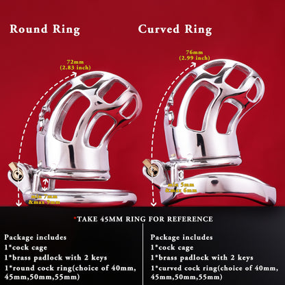 Stainless Steel Metal Standard Cobra Chastity Cage, F3116 - FRRK