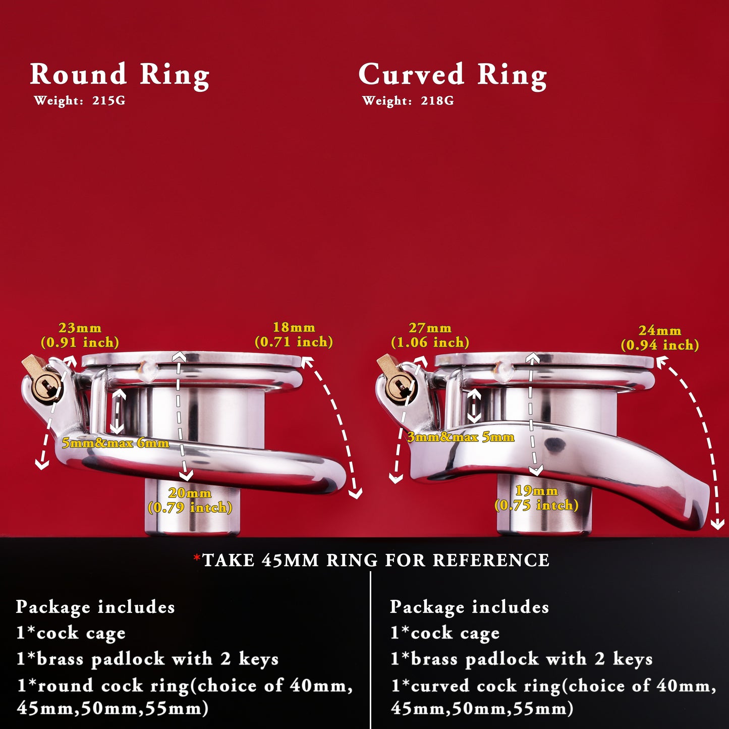 Inverted Double Cylinder Flat Chastity Cage, F3150 - FRRK