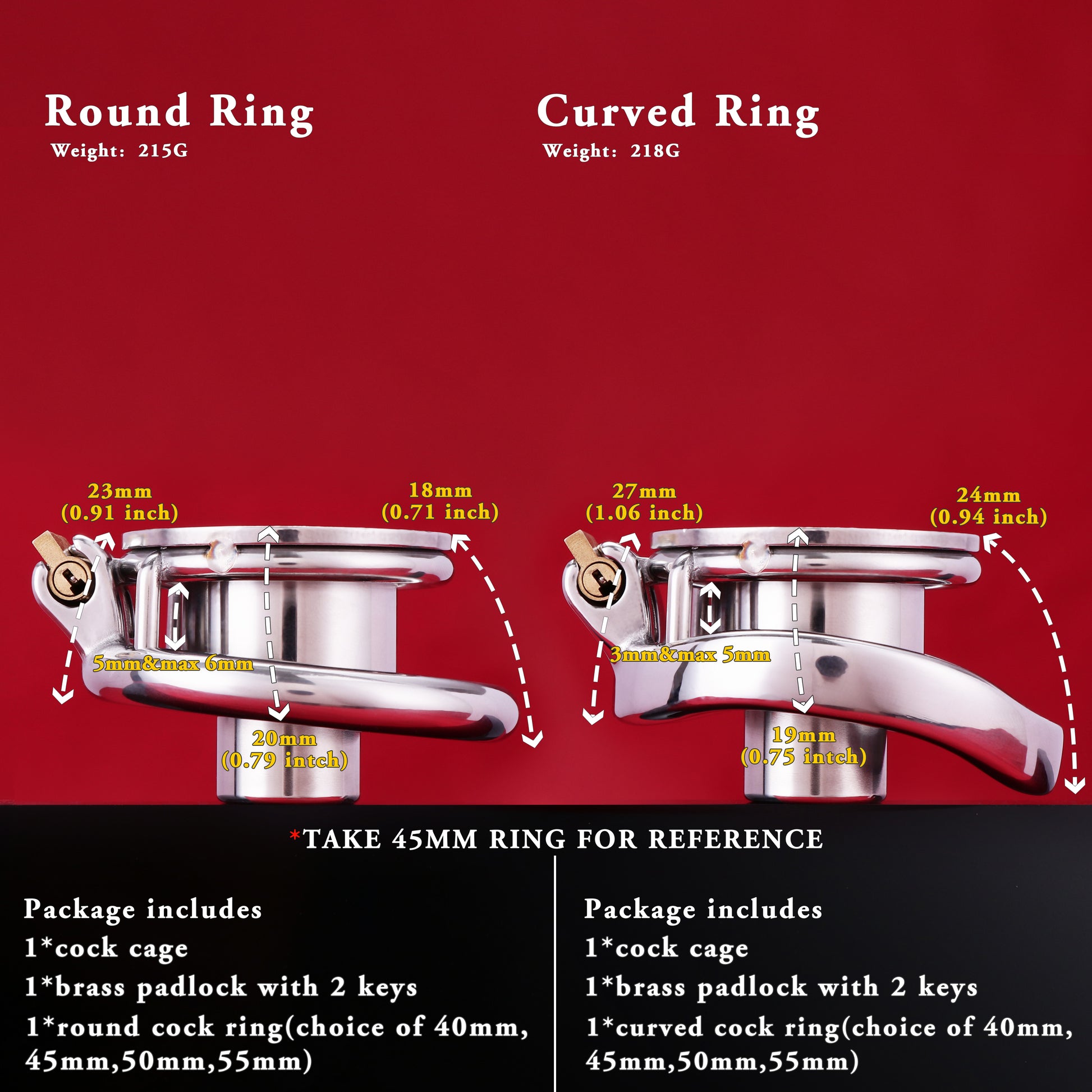 Inverted Double Cylinder Flat Chastity Cage, F3150 - FRRK