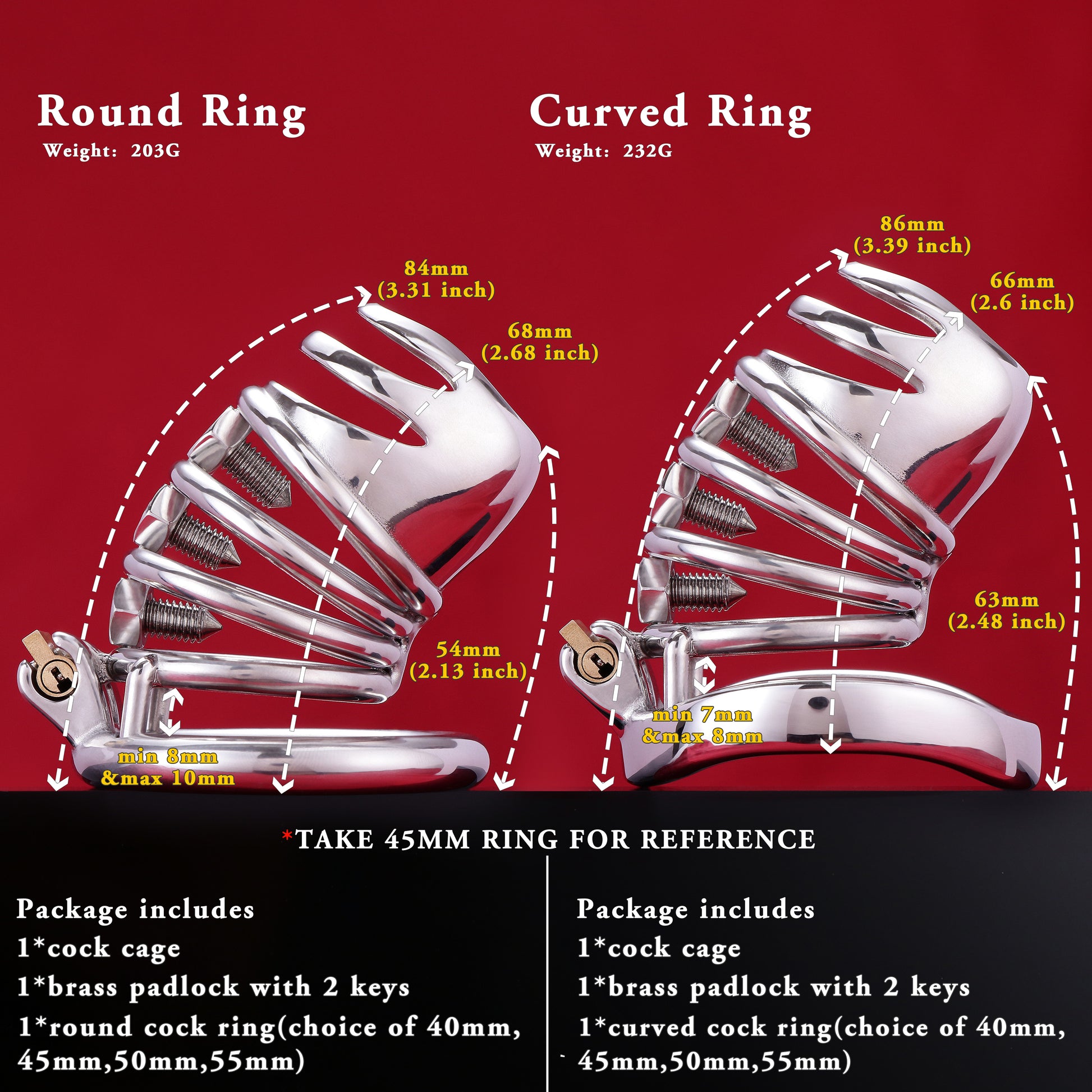 Split-Front Open Spiked Chastity Cage, F3103 - FRRK
