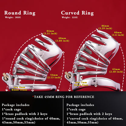 Split-Front Open Spiked Chastity Cage, F3103 - FRRK