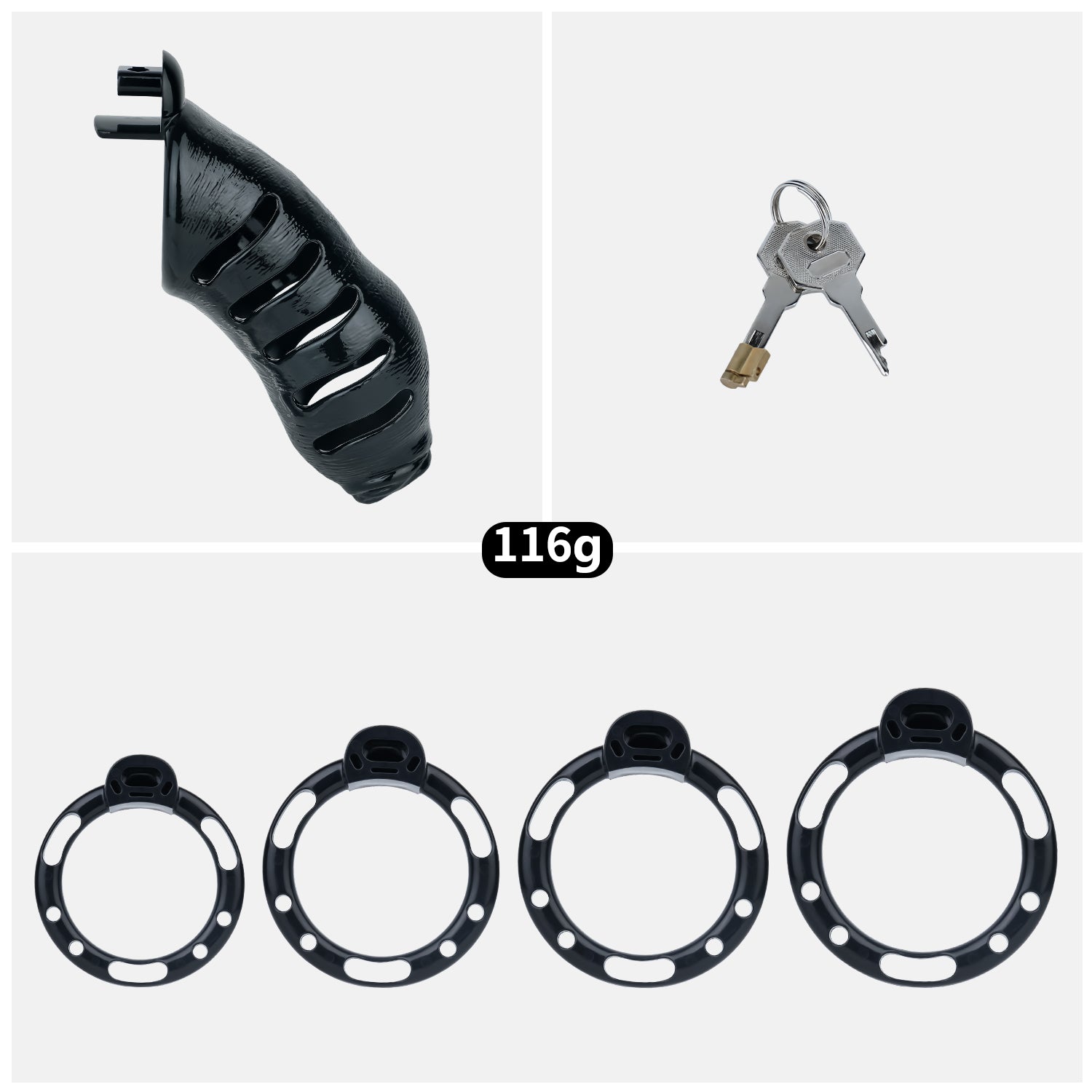 ABS Resin Realistic Dick Chastity Cage – Fully Enclosed Type AS037