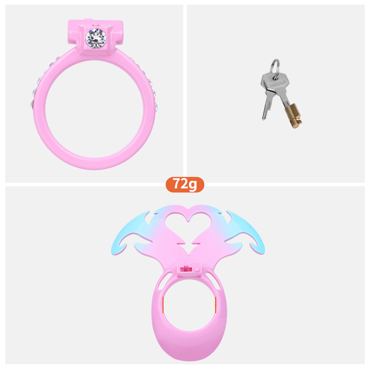 Succubus Rhinestone Dual Cock Ring Chastity Cage | AS211