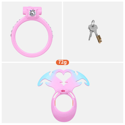 Succubus Rhinestone Dual Cock Ring Chastity Cage | AS211