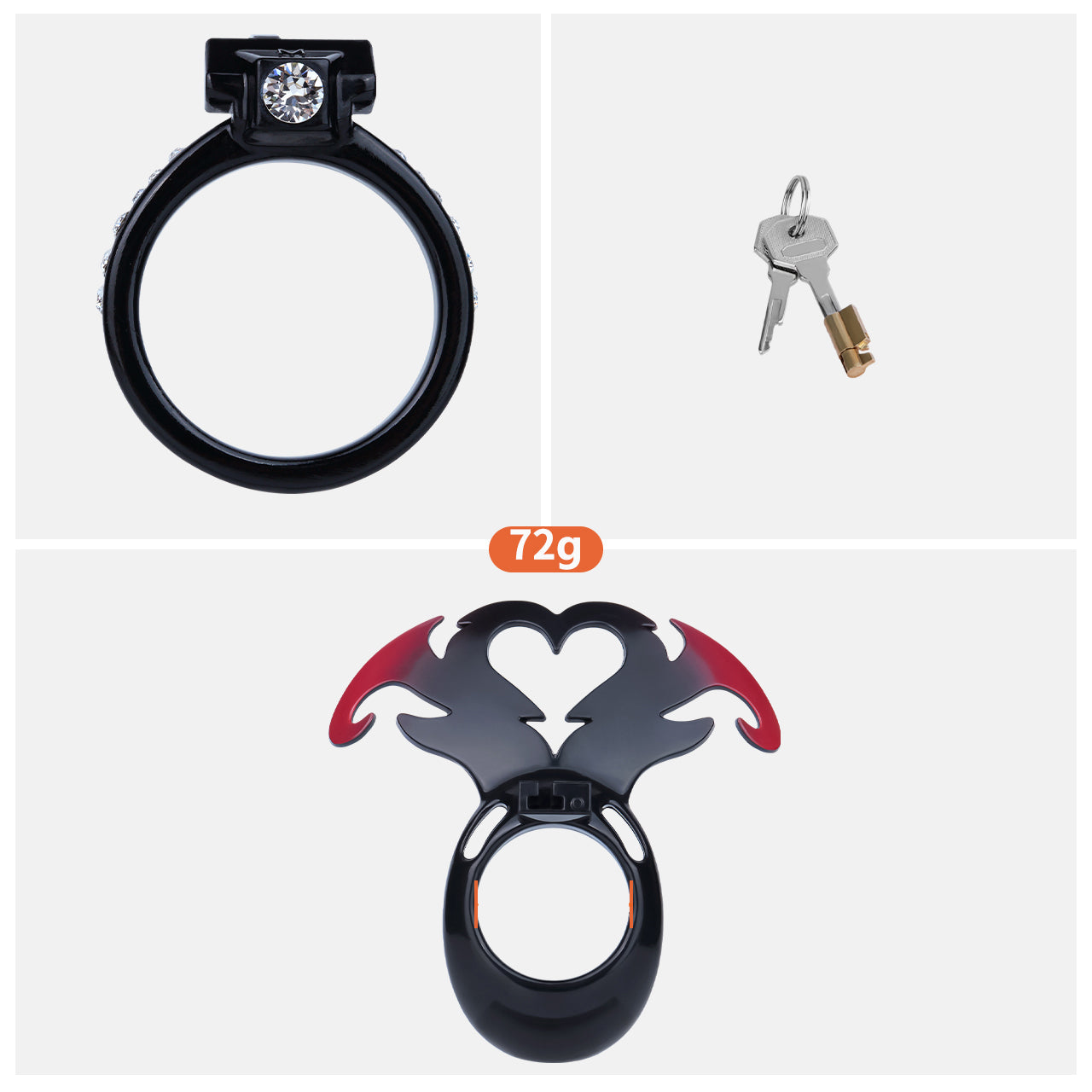 Succubus Rhinestone Dual Cock Ring Chastity Cage | AS211