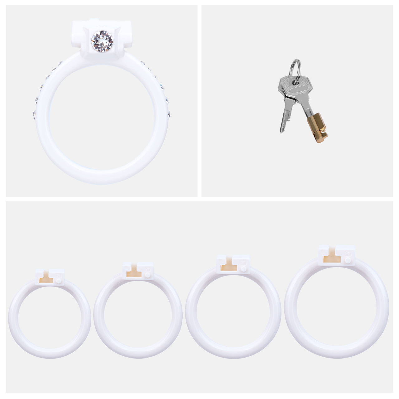 ABS Resin Rhinestone Dual Cock Ring Chastity Cage | AS602