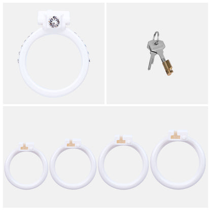 ABS Resin Rhinestone Dual Cock Ring Chastity Cage | AS602