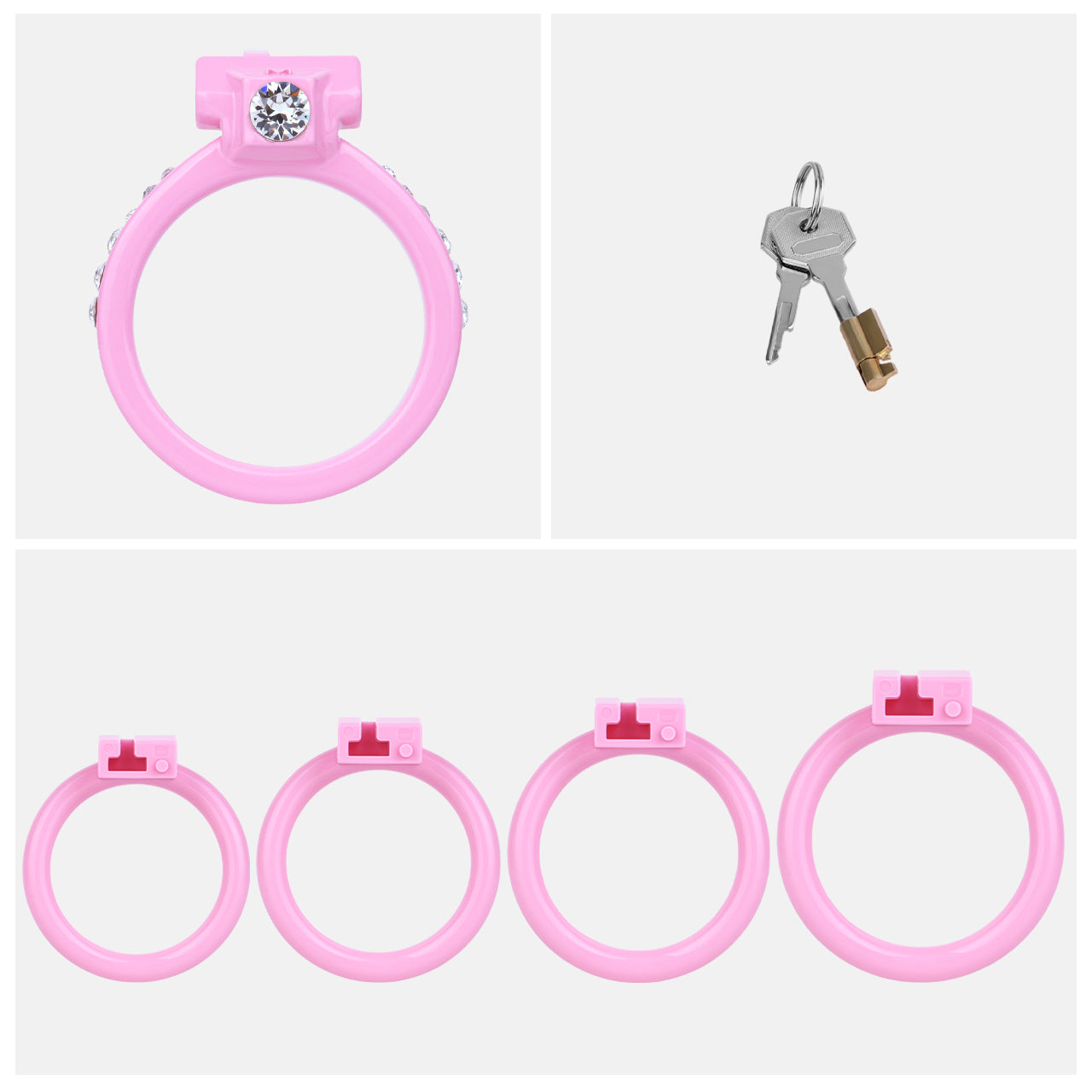 ABS Resin Rhinestone Dual Cock Ring Chastity Cage | AS602