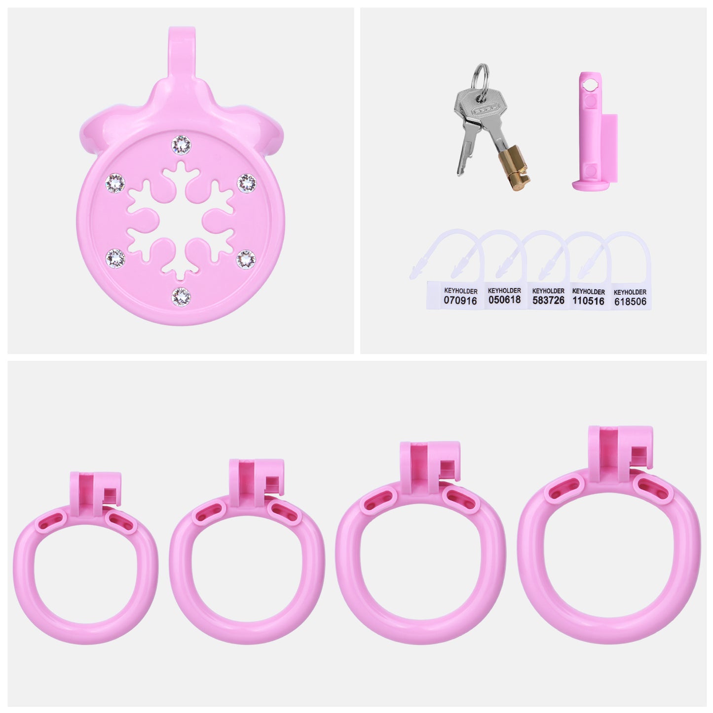 ABS Resin Rhinestone Snowflake Flat Chastity Cage | AS603