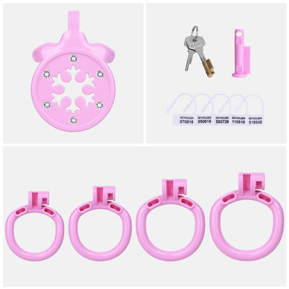 ABS Resin Rhinestone Snowflake Flat Chastity Cage | AS603