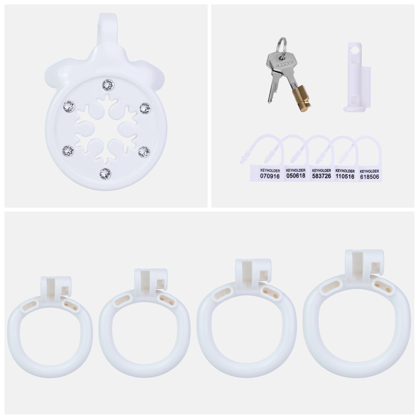 ABS Resin Rhinestone Snowflake Flat Chastity Cage | AS603