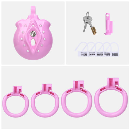 ABS Resin Rhinestone Inverted Pussy Chastity Cage | AS604