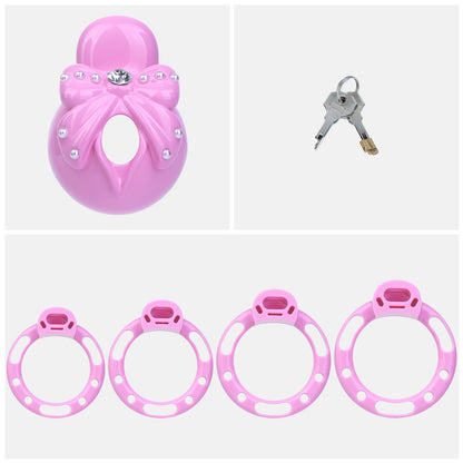 ABS Resin Rhinestone Bowknot Pot Lid Chastity Cage | AS605