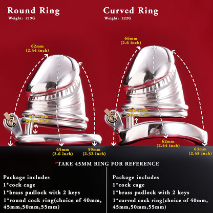 Male Solid Steel Chastity Cage, F3051 - FRRK