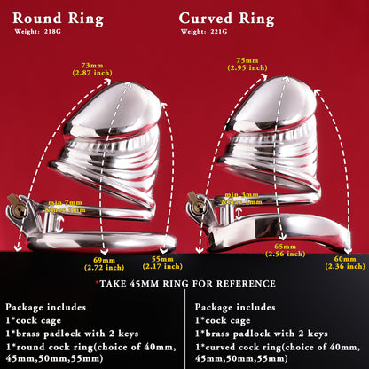 Male Solid Steel Chastity Cage, F3052 - FRRK