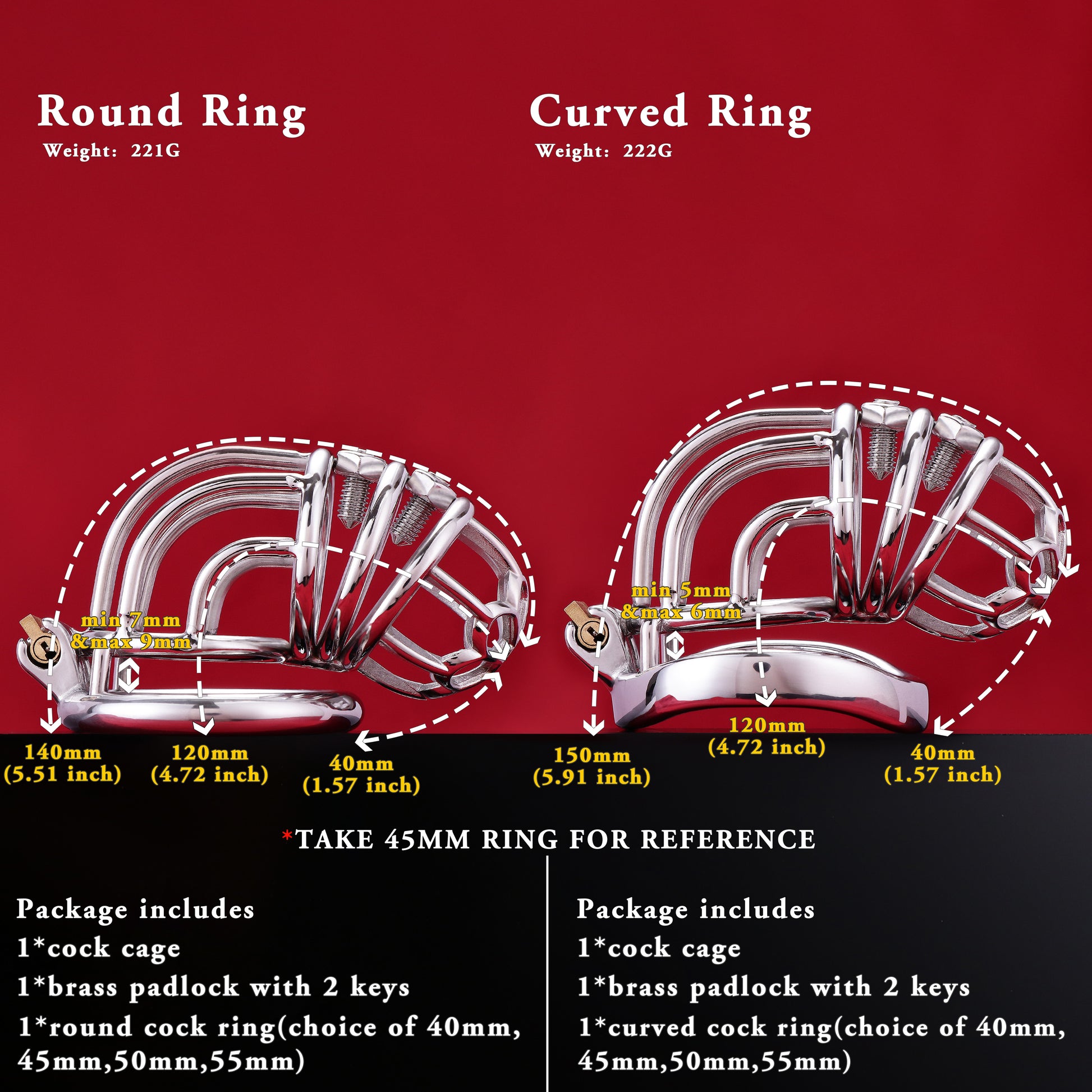Dangling cock cage, Curve Spiked Chastity Cage, F3104 - FRRK