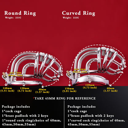 Dangling cock cage, Curve Spiked Chastity Cage, F3104 - FRRK
