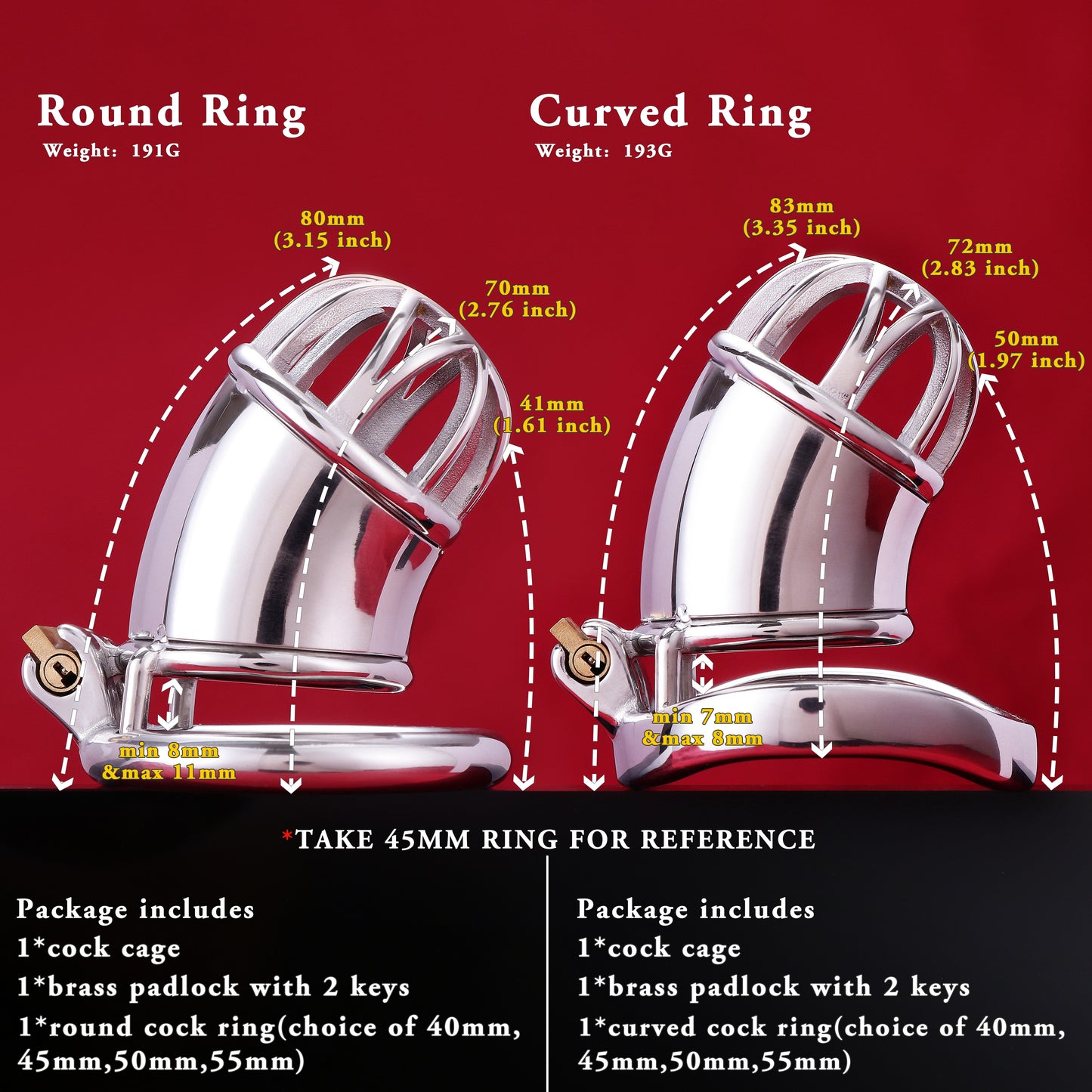 Male Chastity Cage Front Half-Moon Opening, F3095 - FRRK
