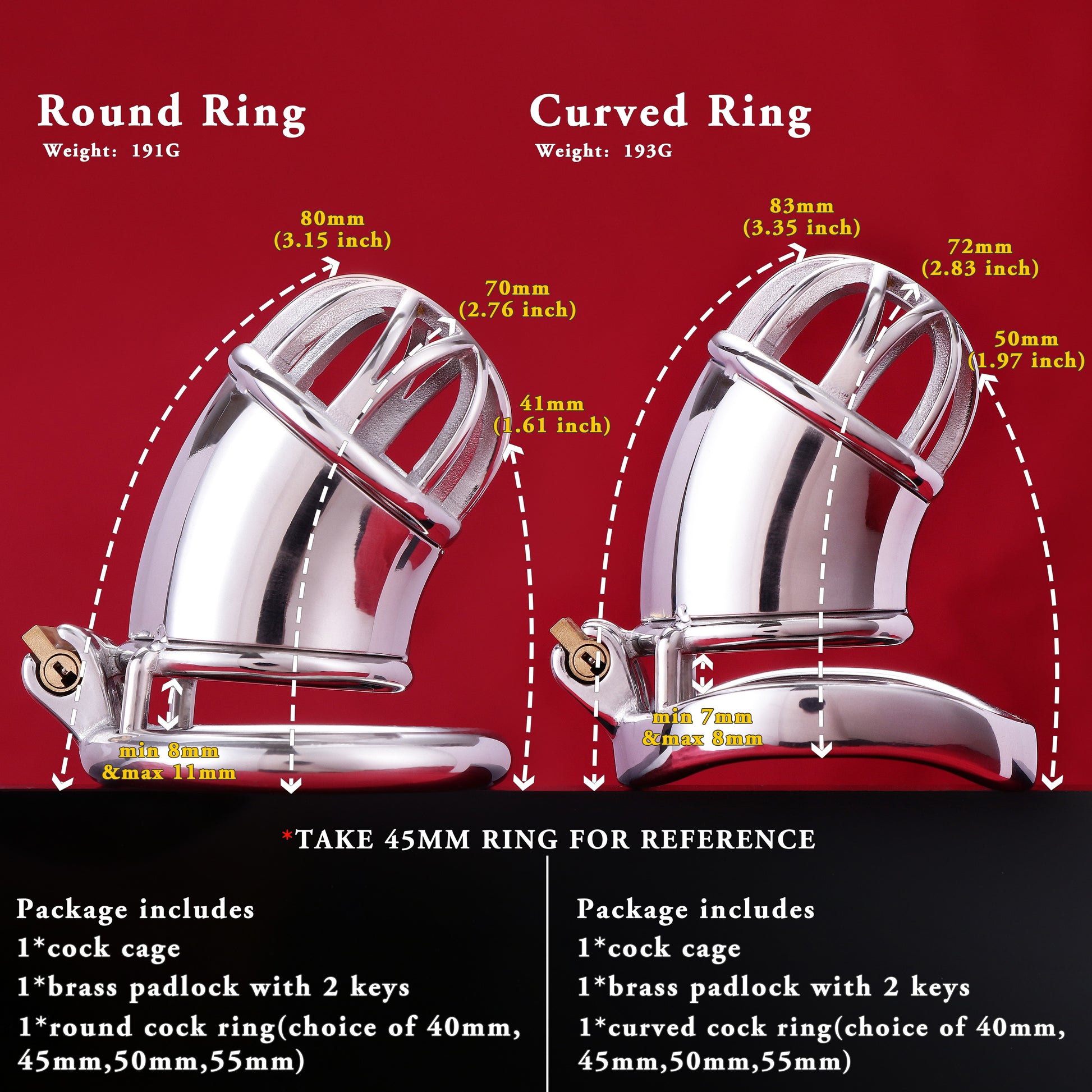 Male Chastity Cage Front Half-Moon Opening, F3095 - FRRK