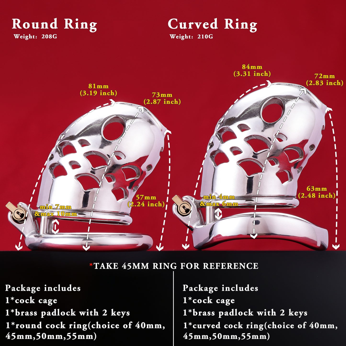 37mm Diameter Large Male Chastity Cage, F3085 - FRRK
