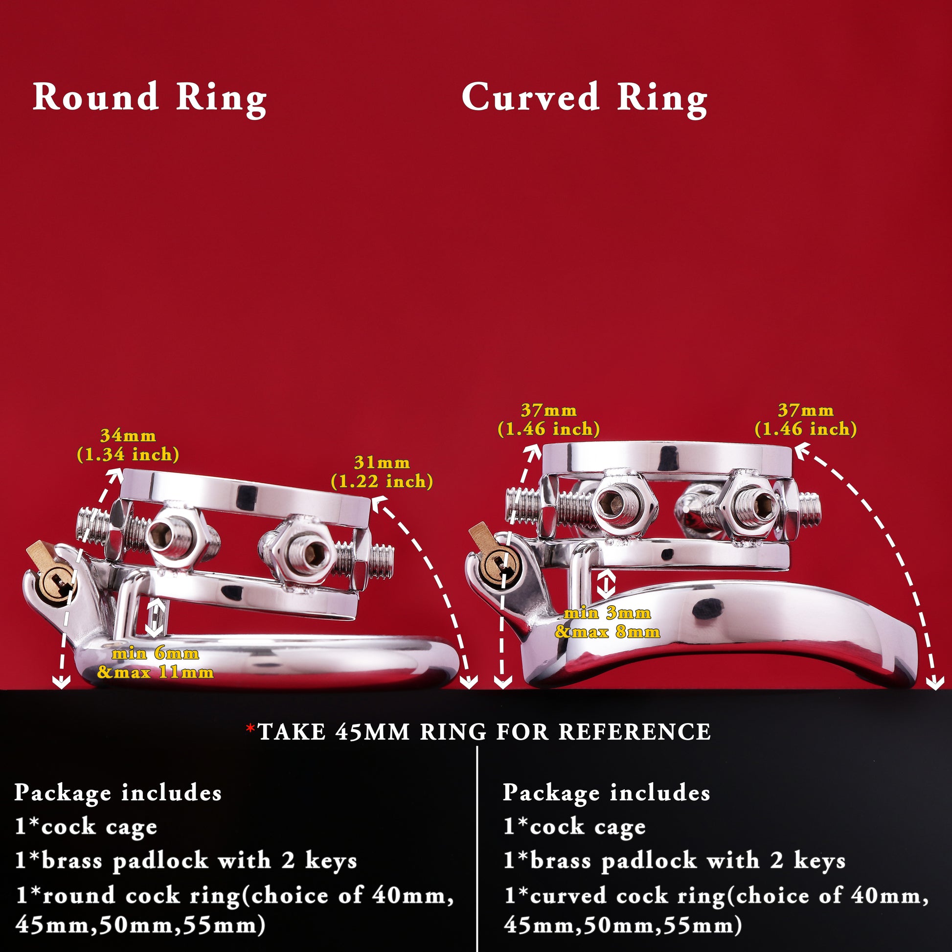 Double Penis Rings Welded Spikes Chastity Cage, F3131 - FRRK