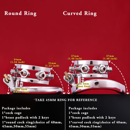 Double Penis Rings Welded Spikes Chastity Cage, F3131 - FRRK
