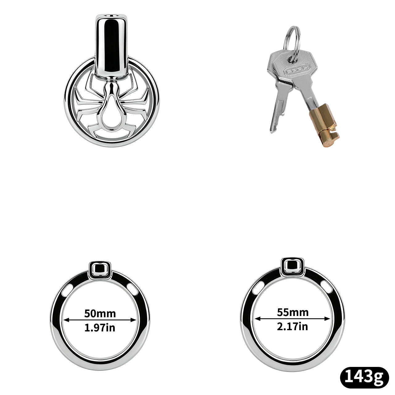 Night Silver Spider Chastity Cage | F328A
