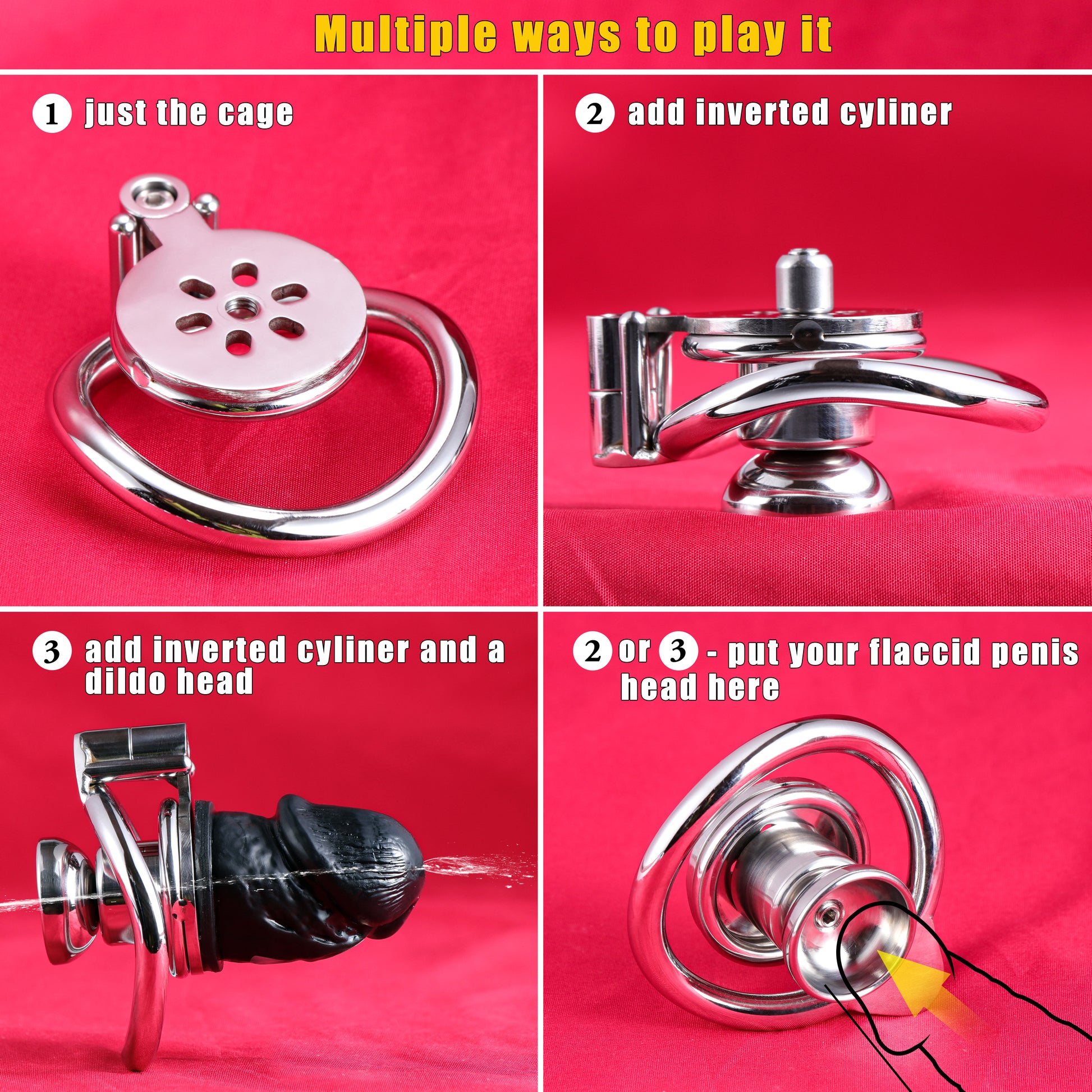 Inverted Chastity Cage With Dildo Allen Wrench Lock, F3401 - FRRK