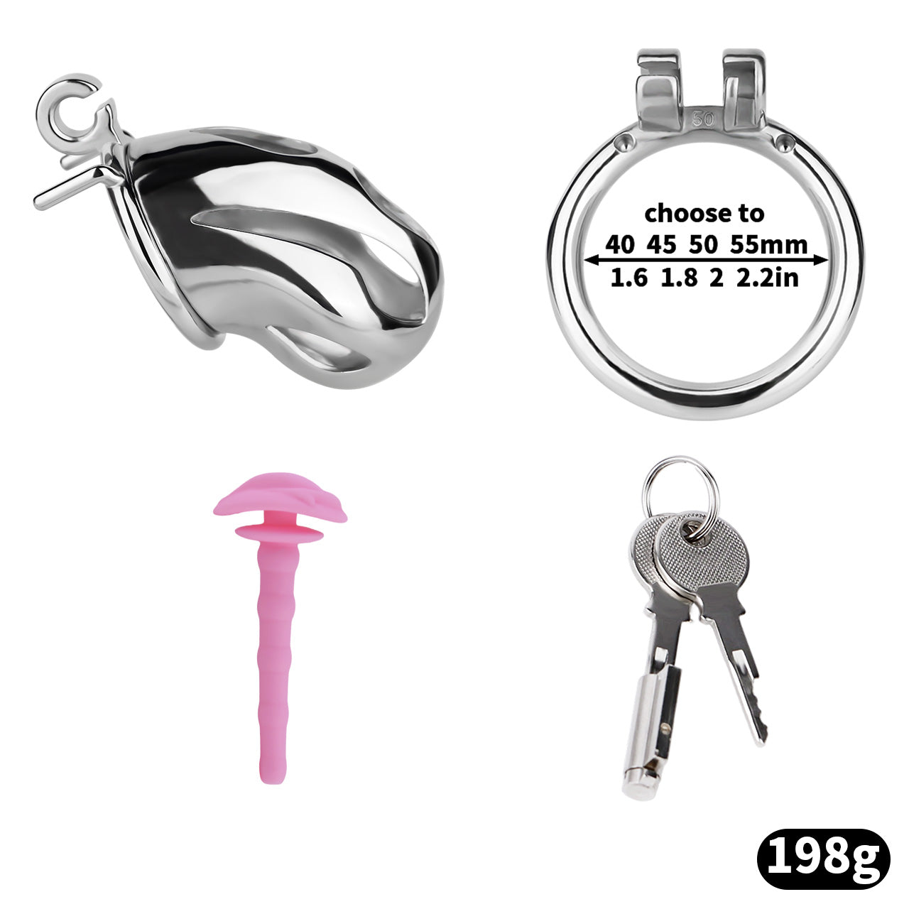 Cobra Series Mamba Chastity Cage | F312A Medium Size - Silver