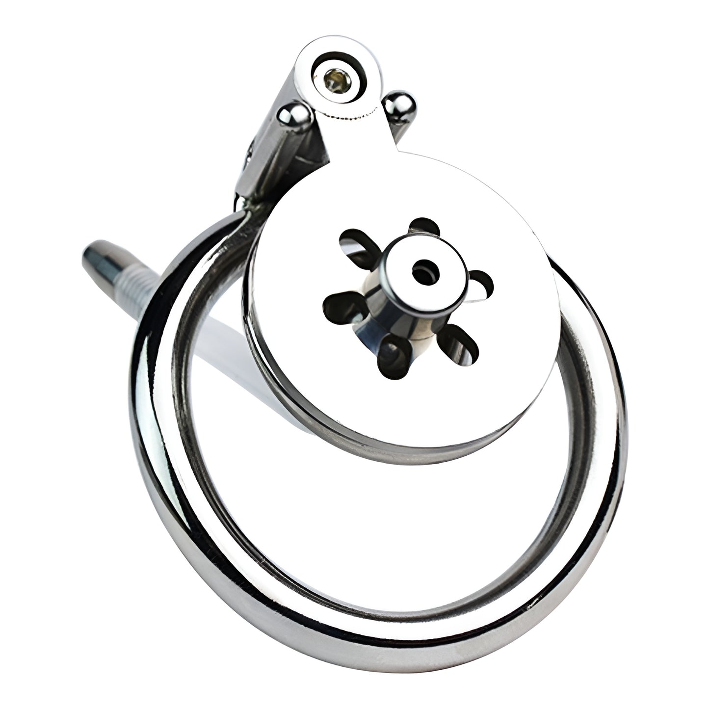 Flat Chastity Cage with Solid Metal Negative Ball and Catheter, F3189 - FRRK