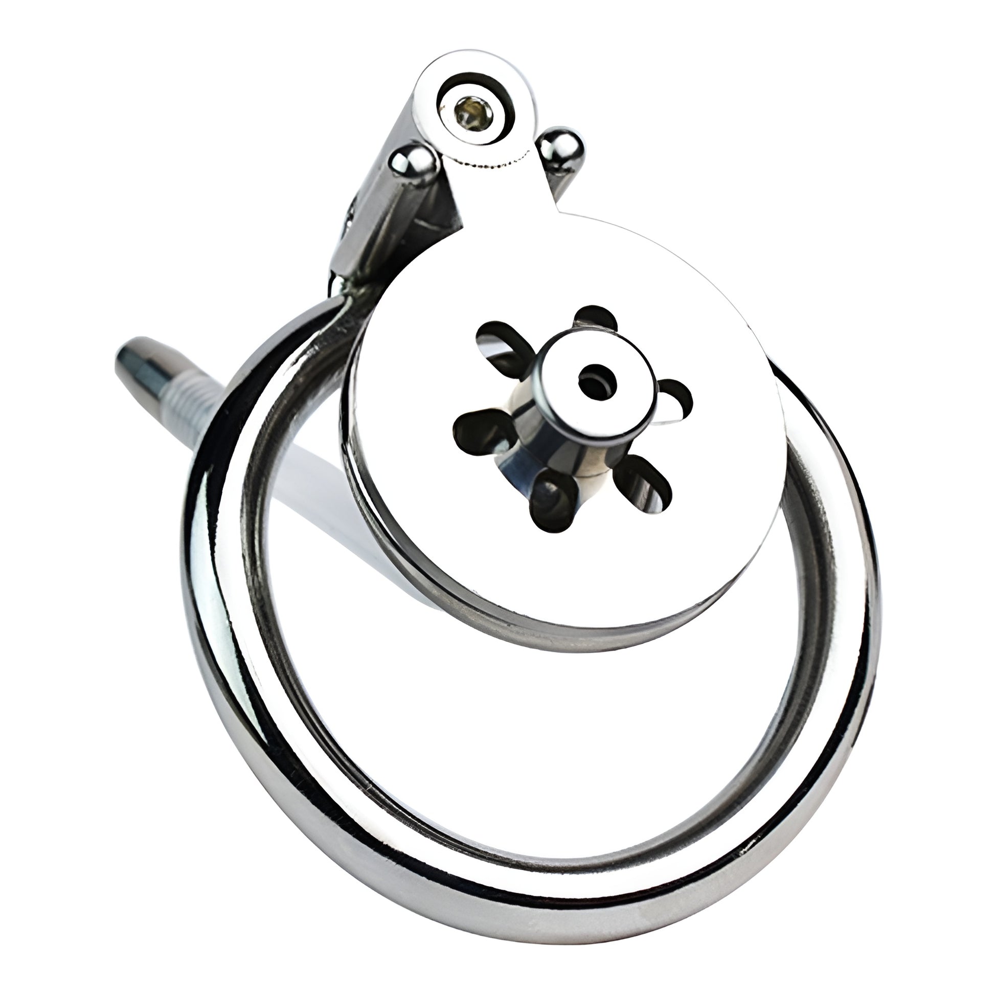Flat Chastity Cage with Solid Metal Negative Ball and Catheter, F3189 - FRRK