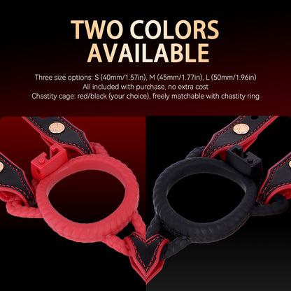 Lockable Leather Harness Chastity Cage | DV9031