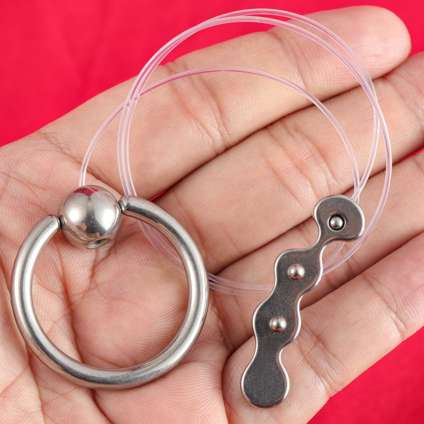 Wave-Shaped Prostate Massager with Nylon Cord and Pull Ring, F3182 - FRRK