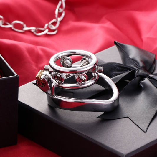 Double Penis Rings Welded Spikes Chastity Cage, F3132 - FRRK