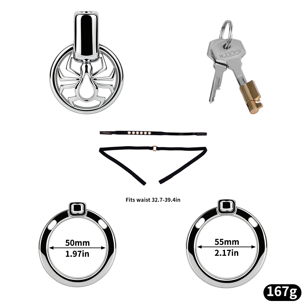 Night Silver Spider Chastity Cage | F328A