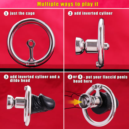 Flat Inverted Chastity Cage With Dildo, F3404 - FRRK