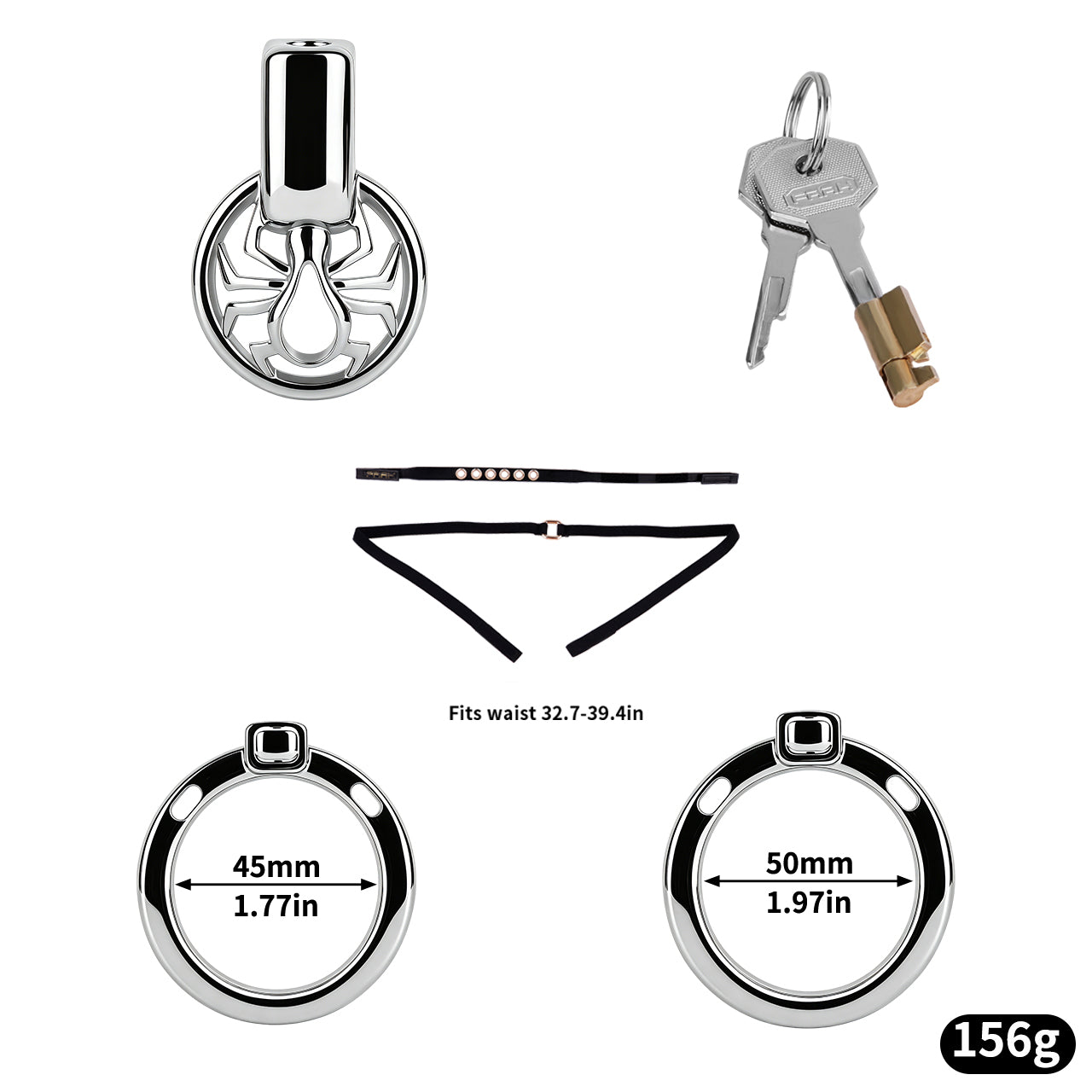 Night Silver Spider Chastity Cage | F328A