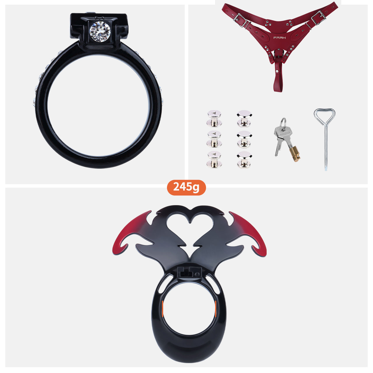 Succubus Rhinestone Dual Cock Ring Chastity Cage | AS211