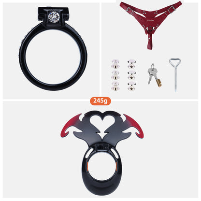 Succubus Rhinestone Dual Cock Ring Chastity Cage | AS211