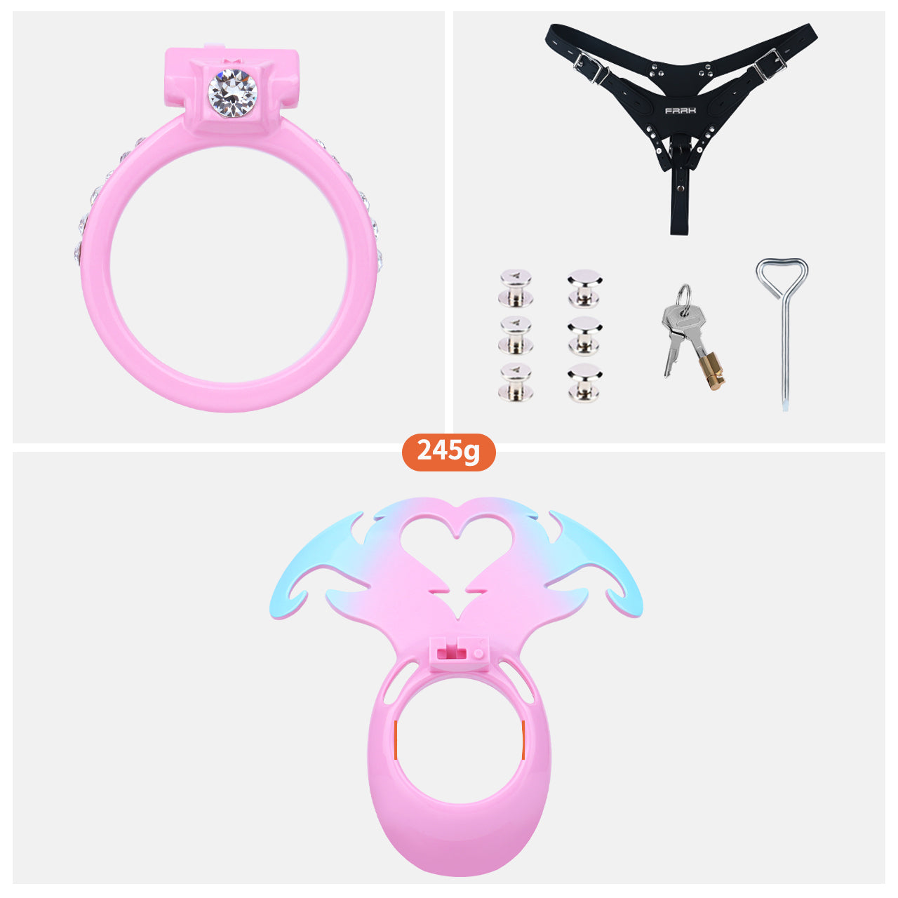 Succubus Rhinestone Dual Cock Ring Chastity Cage | AS211