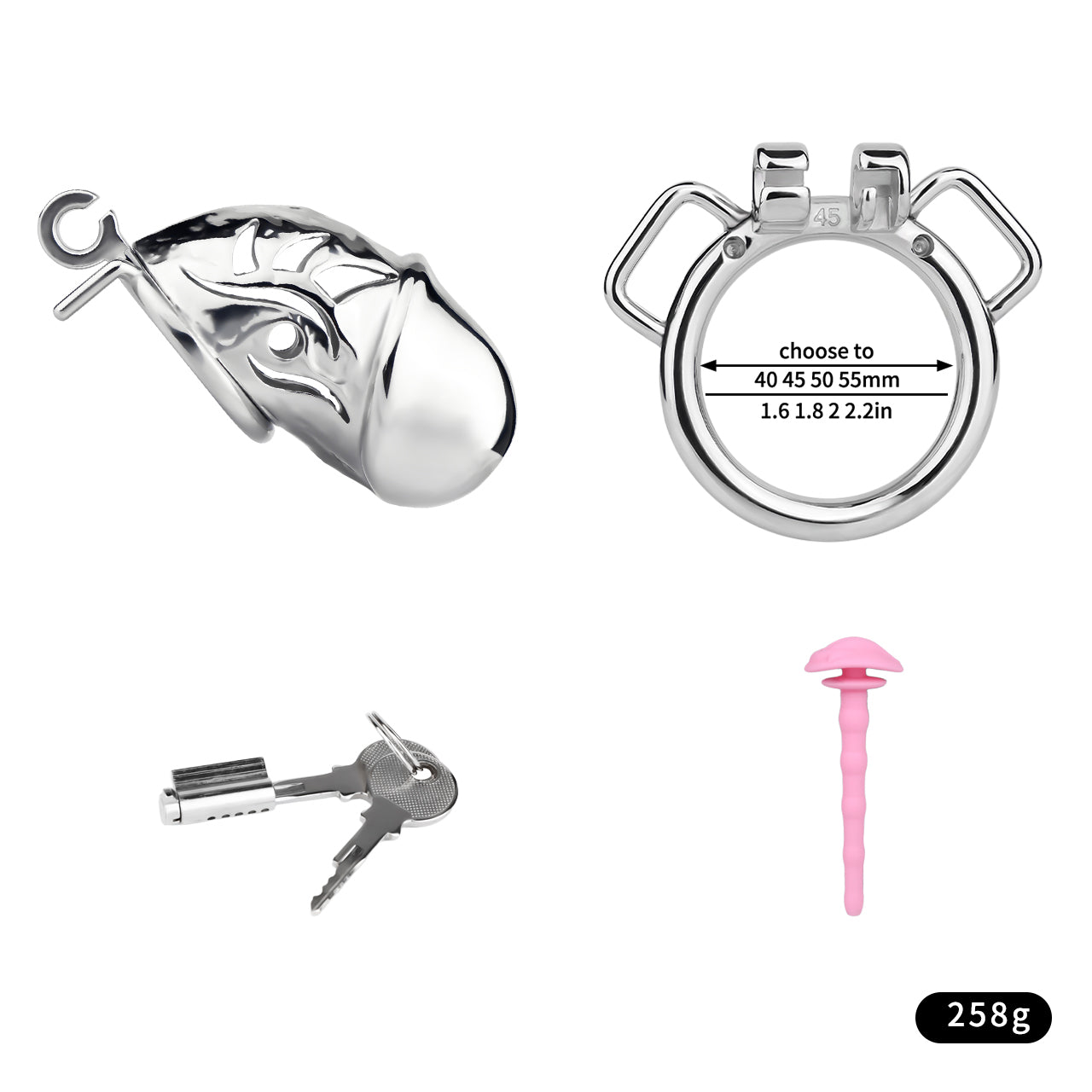 Metal Chastity Dick Locking Cage- Silver