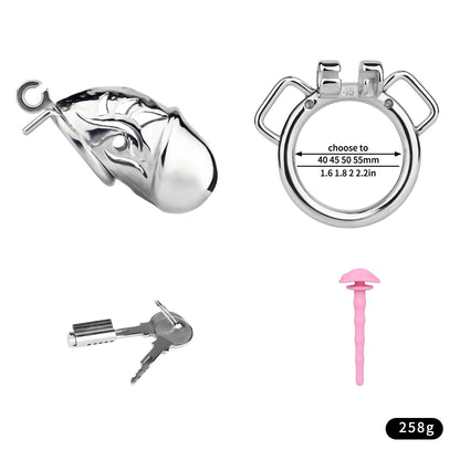 Metal Chastity Dick Locking Cage- Silver