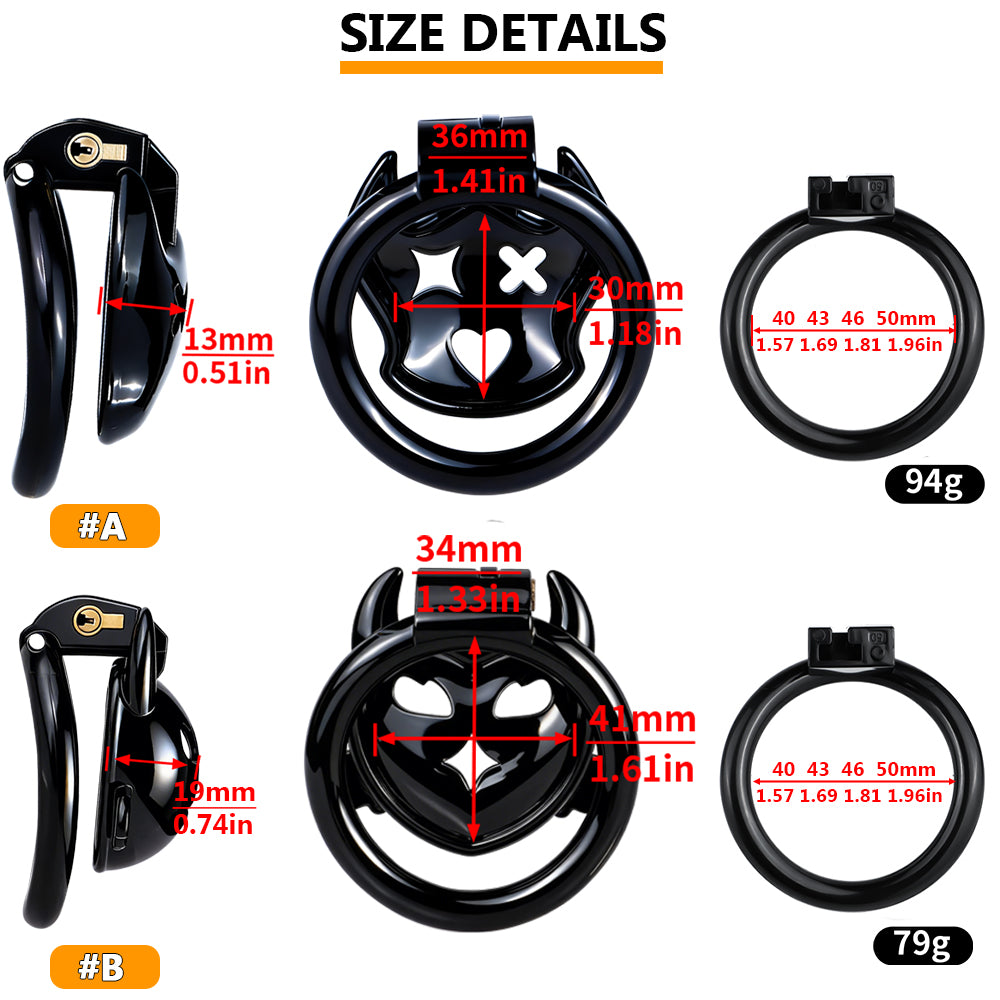 Flat Dark Devil Chastity Cage | F329A