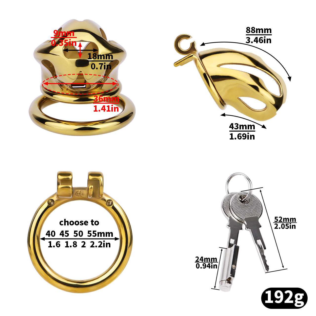 Cobra Series Mamba Chastity Cage | F312A Medium Size - Golden