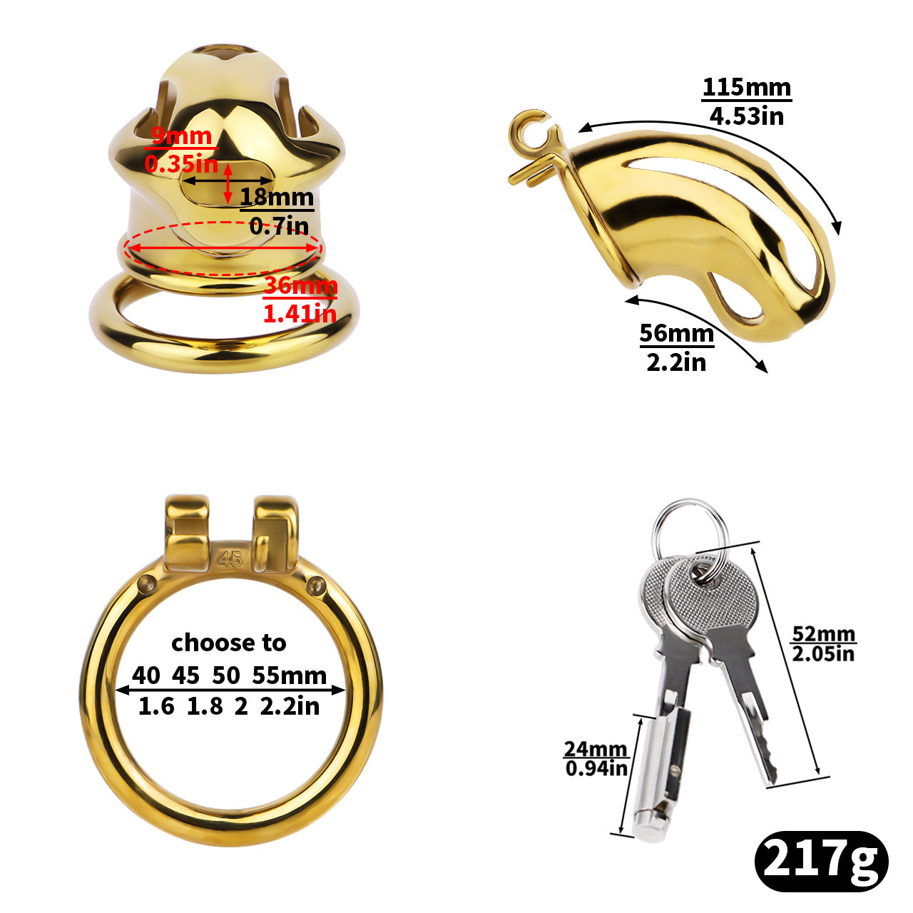 Cobra Series Mamba Chastity Cage | F312A Large Size - Golden