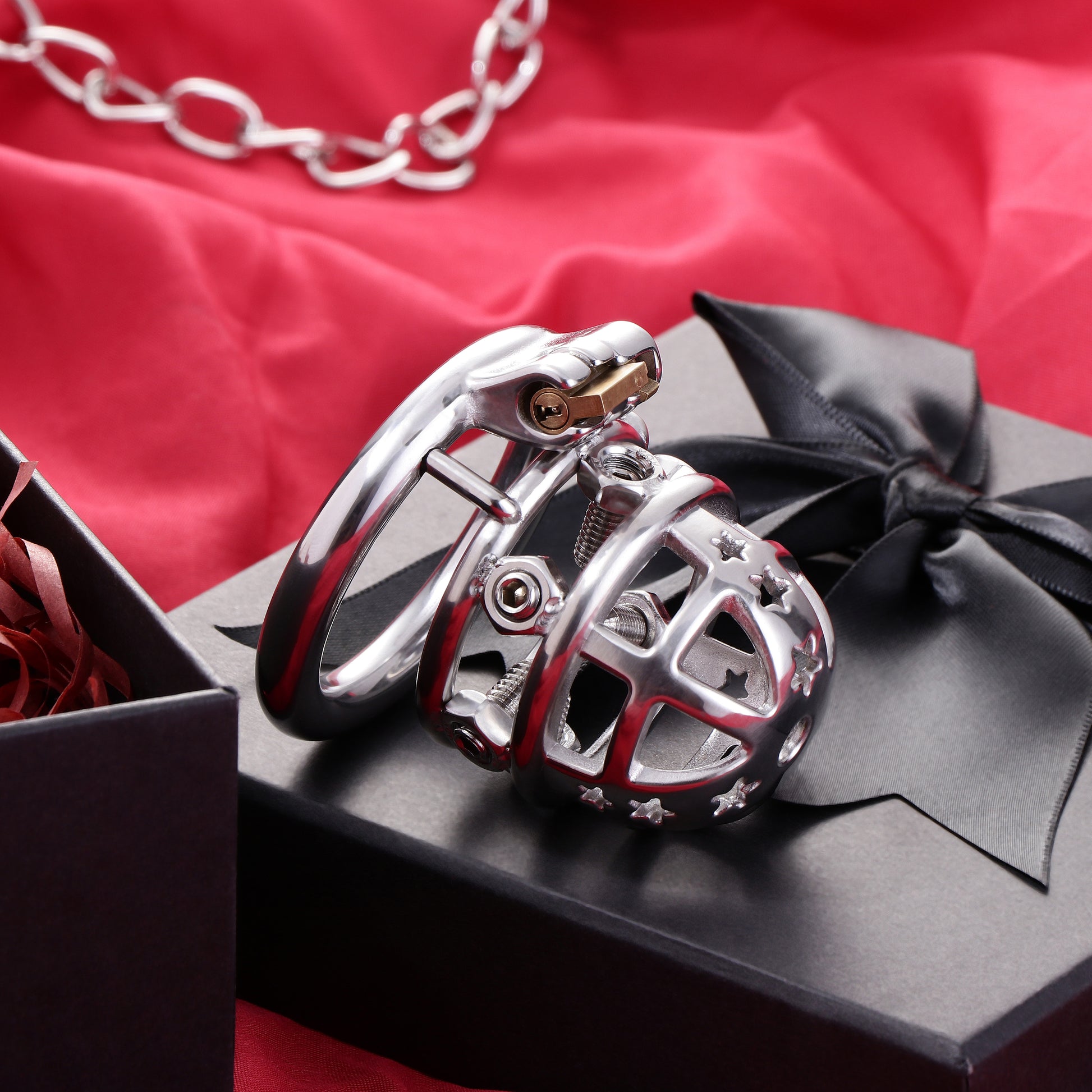 37mm Diameter Large Male Chastity Cage with Screw Spiked, F3069 - FRRK