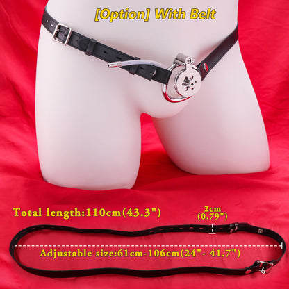 Flat Chastity Cage with Solid Metal Negative Ball and Catheter, F3189 - FRRK