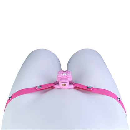 ABS Resin Rhinestone Bowknot Pot Lid Chastity Cage | AS605