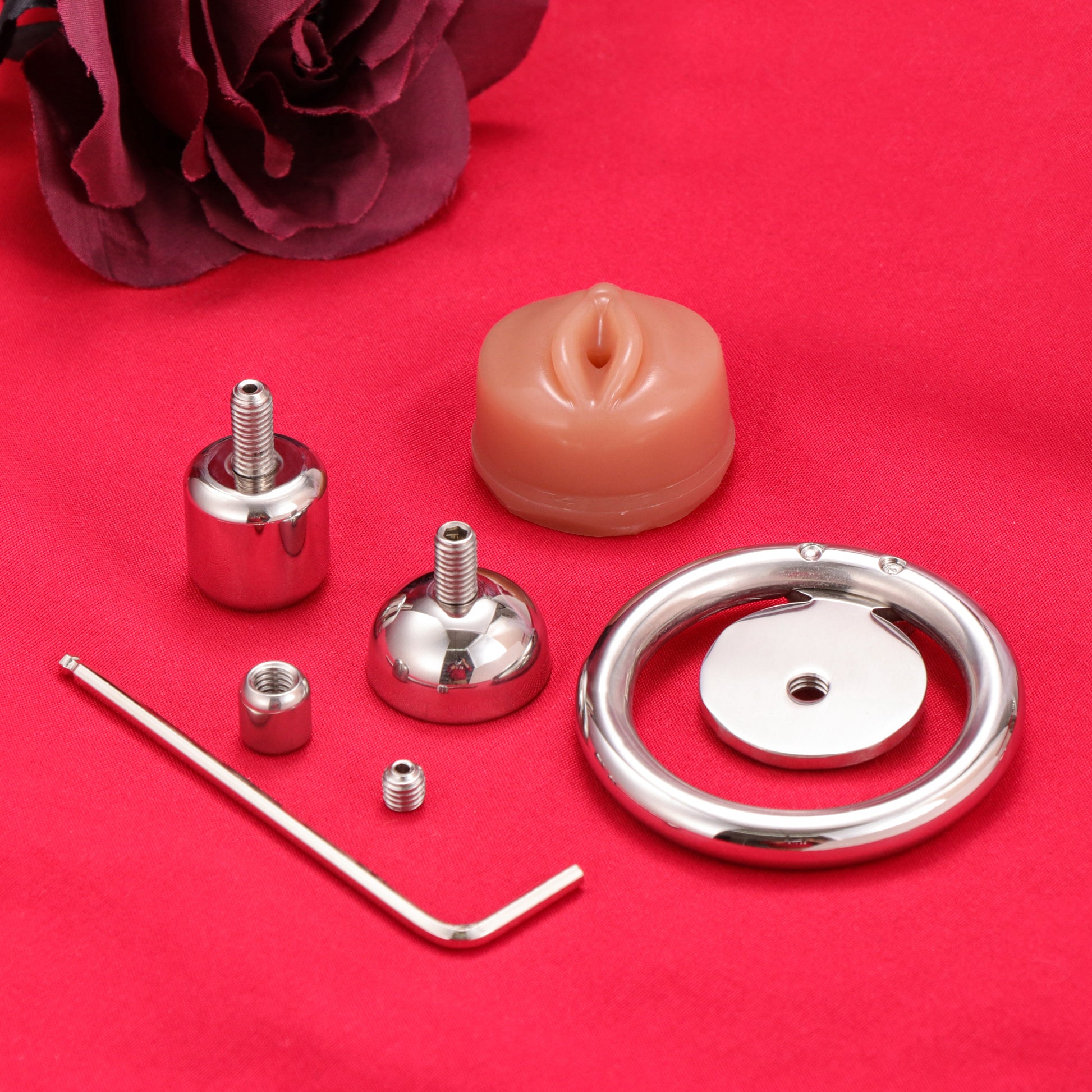 Large Flat Plate Inverted Chastity Cage With Pussy, F3405 - FRRK
